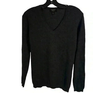 Charter Club Luxury CASHMERE v-neck sweater dark gray size small
